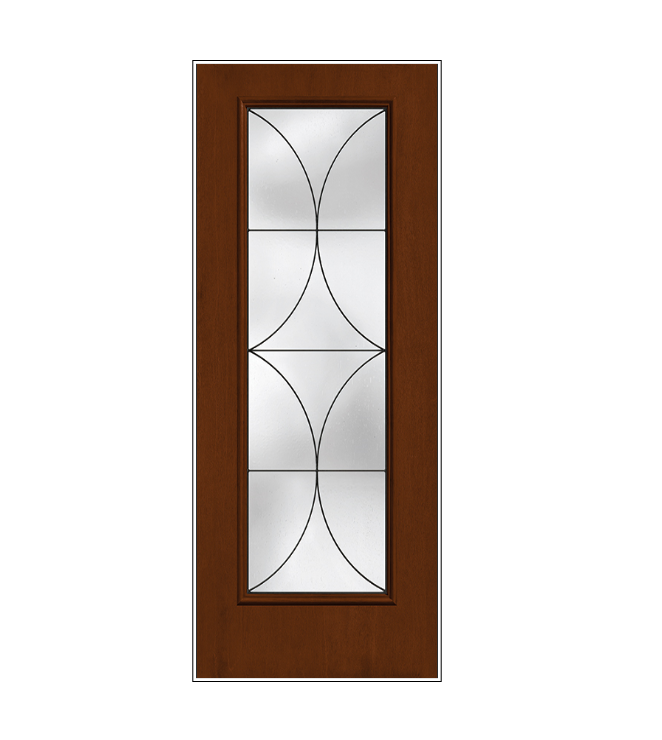 THERMATRU Full Lite 6'8" Fiber Classic Fiberglass Latitude Decorative Glass Exterior Prehung Door Fcm2382 A, C, Or D